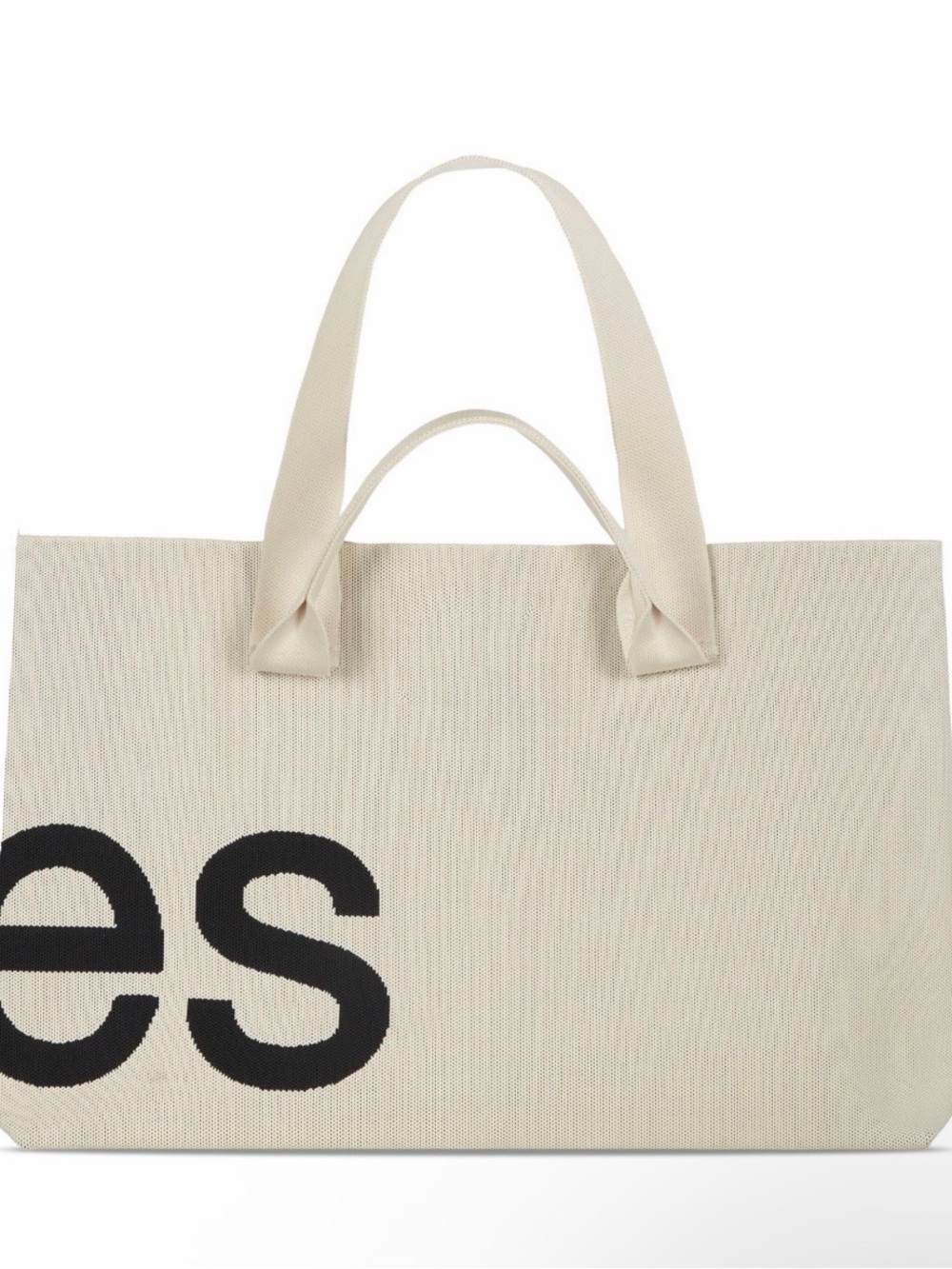 Sean Brown Curves Knit Tote Bag in Almond with Black Lettering - Picture 2 of 6